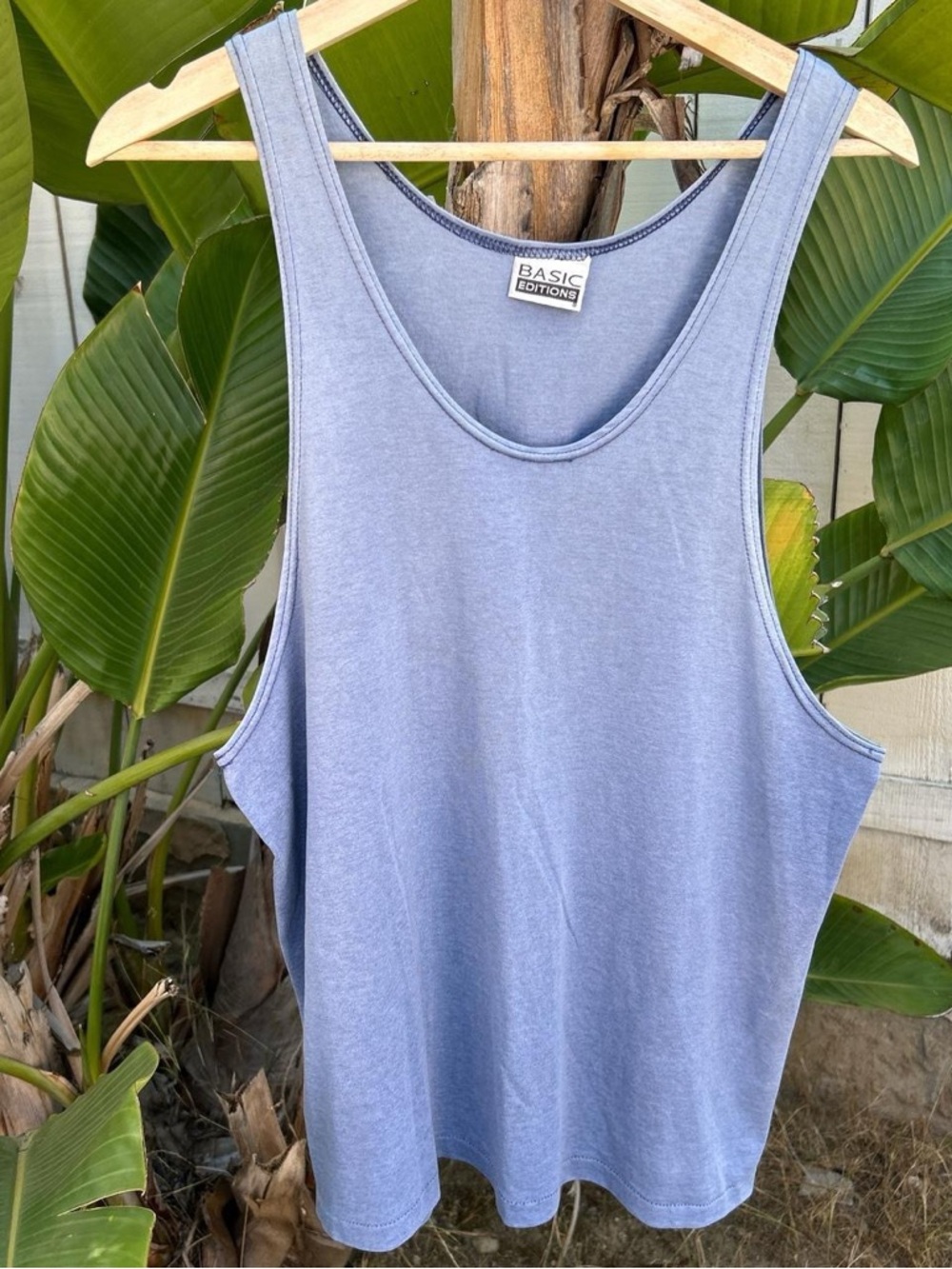 Vintage 90s Basic Editions Blue Tank Top Mens M Faded 20x28